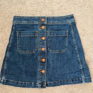 Madewell Blue Denim Mini Skirt with Button Front
